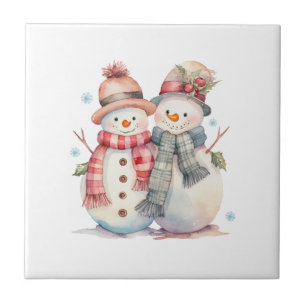 Watercolor Snowman  Tile
