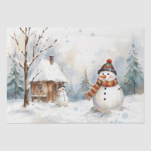 Watercolor Snowman Tissue Paper (Front)