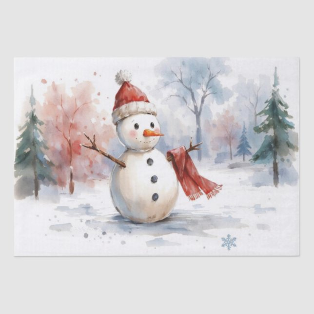Watercolor Snowman Tissue Paper (Front)
