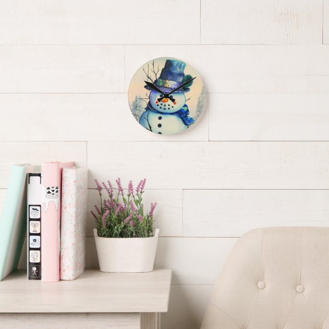 Watercolor Snowman Wall Clock (Reading Room)