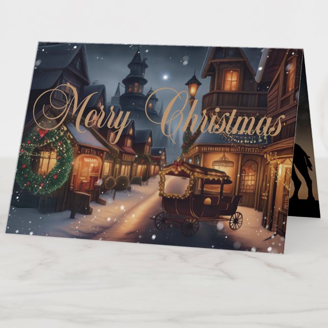 Watercolor Snowy Christmas Town Holiday Photo Card (Creator Uploaded)