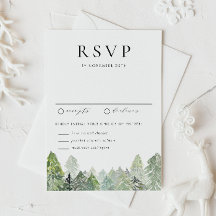 Watercolor Snowy Evergreen Forest Winter Wedding