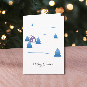 Watercolor Snowy Landscape Greeting Card