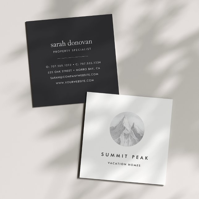 Watercolor Snowy Mountain Logo Square Square Business Card (Creator Uploaded)