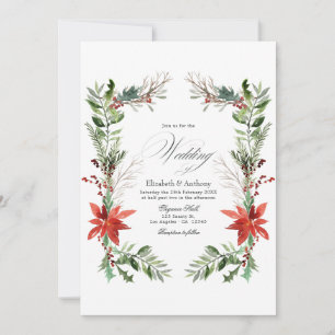 Watercolor Snowy Pine and Spruce Winter Wedding Invitation
