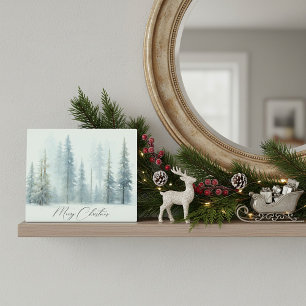 Watercolor snowy trees custom Christmas Plaque