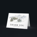 Watercolor Snowy Winter Forest Woodland Wedding Thank You Card<br><div class="desc">Whimsical customisable thank you card for winter events. It features watercolour illustrations of a snowy winter forest, simple typography and an elegant script. Personalise by adding names, date and message. These snowy winter thank you cards are perfect for winter weddings, baby showers. bridal shower, birthdays and so much more. Matching...</div>