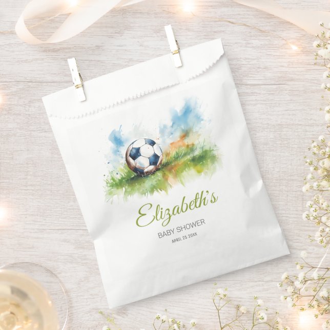 Watercolor Soccer Baby Shower  Favour Bags (Clipped)