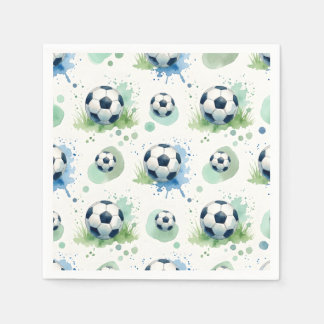 Watercolor Soccer Boy's Birthday Party  Napkin