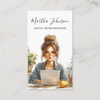 Watercolor Social Media Manager Blogger Influencer Business Card