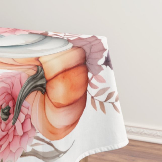Watercolor Soft Blush Pumpkins Thanksgiving Design Tablecloth (Creator Uploaded)