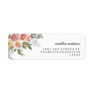 Watercolor Soft Flowers Address