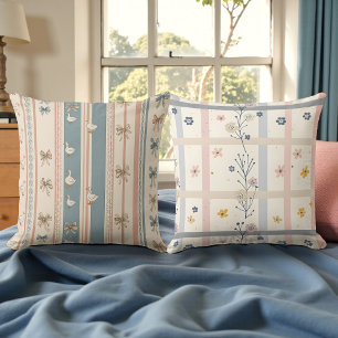 Watercolor Soft Geese & Floral Double Sided Cushion