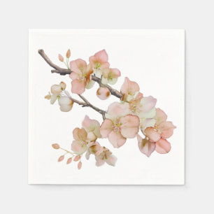 Watercolor soft orange pink spring blossoms napkin
