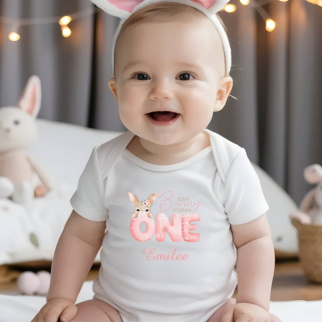 Watercolor Some Bunny is ONE Birthday Baby Bodysuit (Creator Uploaded)