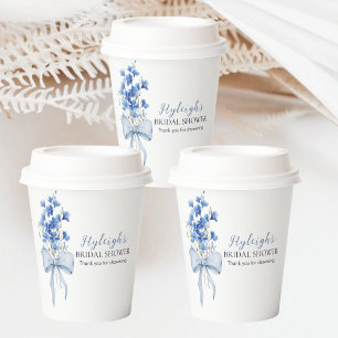 Watercolor Something Blue Delphinium Party Paper Cups