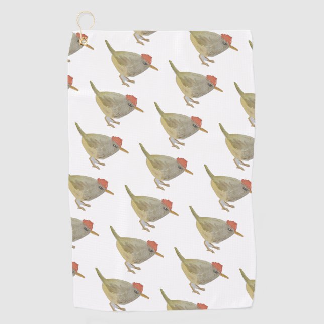 Watercolor Songbird Mountain Tailorbird Golf Towel (Front)