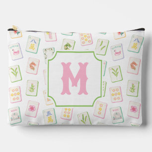 Watercolor Southern Summer Mahjong Tiles Monogram Accessory Pouch