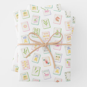 Watercolor Southern Summer Mahjong Wrapping Paper Sheet