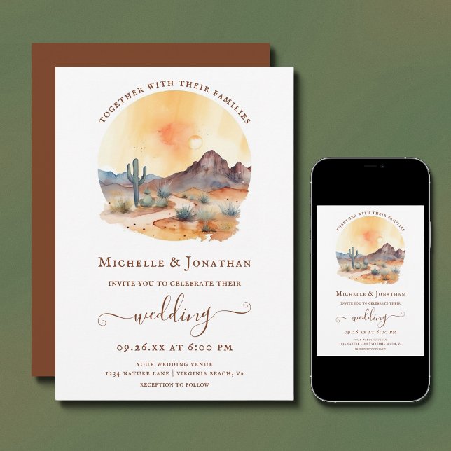 Watercolor Southwestern Desert and Cactus Wedding Invitation (Creator Uploaded)