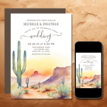 Watercolor Southwestern Desert and Cactus Wedding