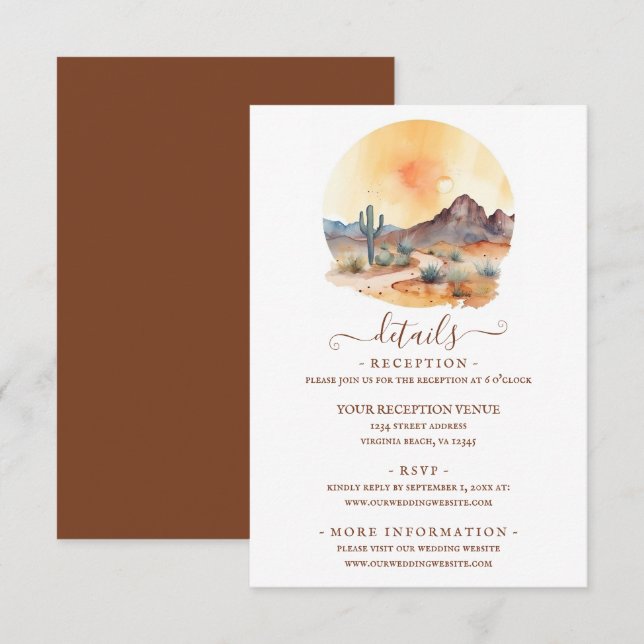 Watercolor Southwestern Desert Wedding Details Enclosure Card (Front/Back)
