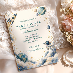 Watercolor Space Baby Shower Invitation