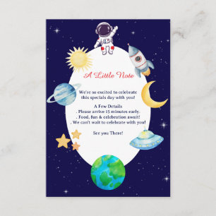 Watercolor Space Birthday Party Enclosure Card