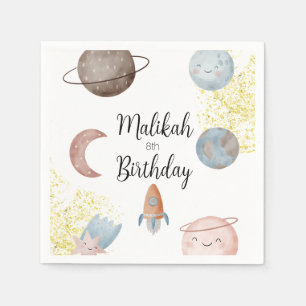 Watercolor Space Birthday Party for Boy or Girl Napkin