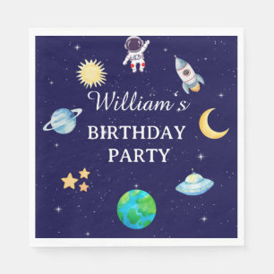 Watercolor Space Birthday Party Napkin