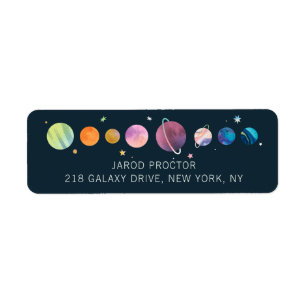 Watercolor Space Planets Personalised Address