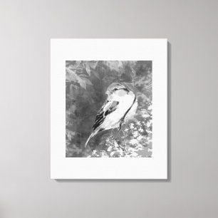 Watercolor Sparrow Bird in Forest Canvas Print