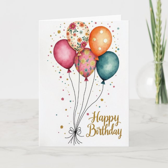 Watercolor Sphere Birthday Card (Front)