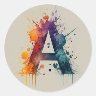 Watercolor Splash A Classic Round Sticker