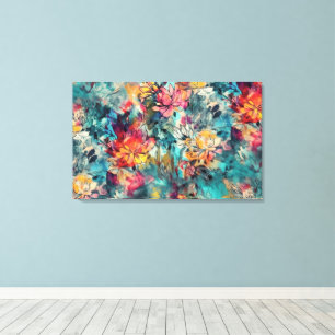 Watercolor Splash and Ink Floral Canvas Print