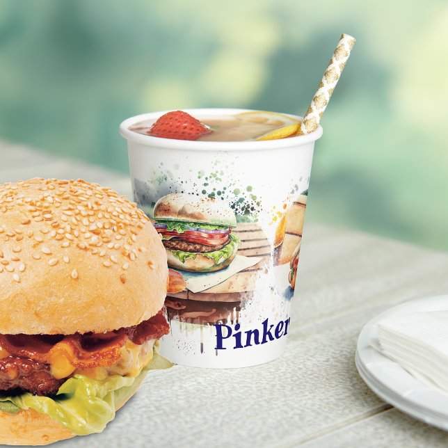 Watercolor Splash BBQ Personalised Paper Cups (Creator Uploaded)