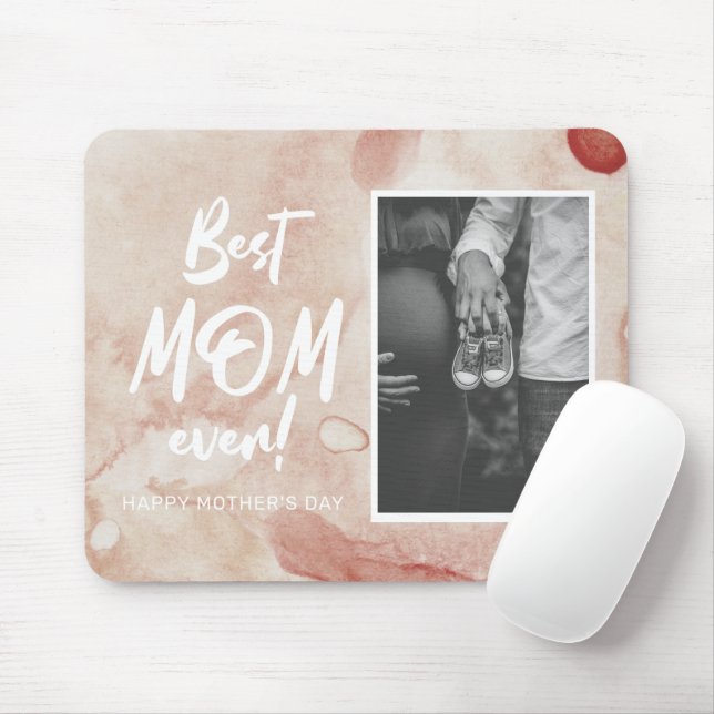 Watercolor Splash Best Mom Ever Mother's Day Mouse Pad (With Mouse)