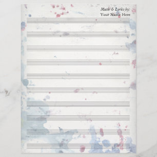 Watercolor Splash Blank Sheet Music 10 Stave