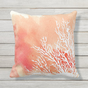 Watercolor splash coral reef modern beach summer cushion