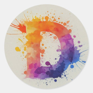 Watercolor Splash D Classic Round Sticker