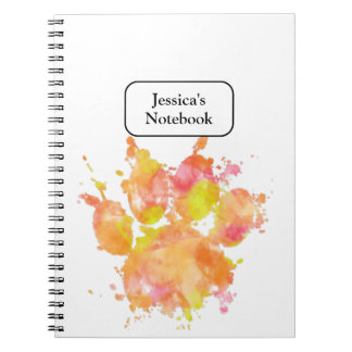 Watercolor Splash Dog Paw Print Notebook