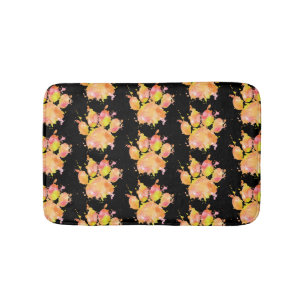 Watercolor Splash Dog Paw Print Pattern Bath Mat