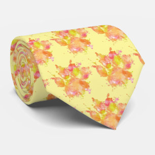 Watercolor Splash Dog Paw Print Pattern Yellow Tie