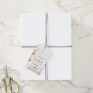 Watercolor splash First holy communion thank you Gift Tags