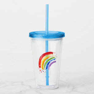 Watercolor Splash Rainbow Acrylic Tumbler