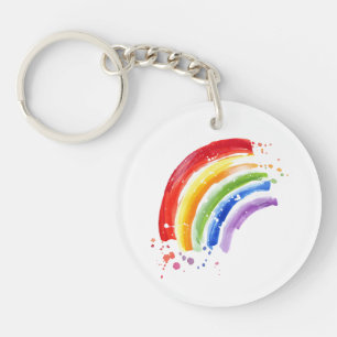 Watercolor Splash Rainbow Key Ring