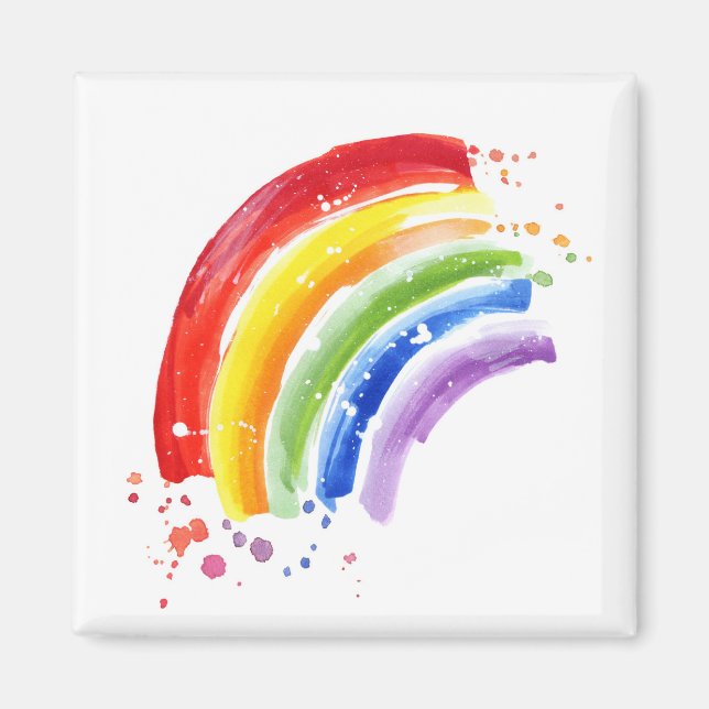 Watercolor Splash Rainbow Magnet (Front)