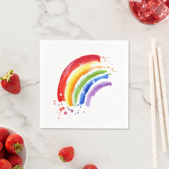 Watercolor Splash Rainbow Napkin (Insitu)