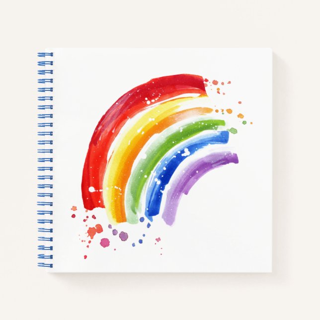 Watercolor Splash Rainbow Notebook (Front)