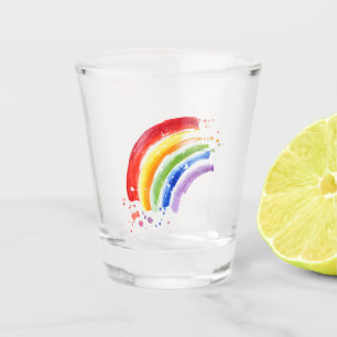 Watercolor Splash Rainbow Shot Glass